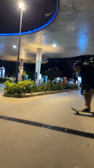 Night skateboarder spotted at Buenos Aires charging station
