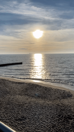 Sunset beach scene documented in Zelenogradsk, Russia