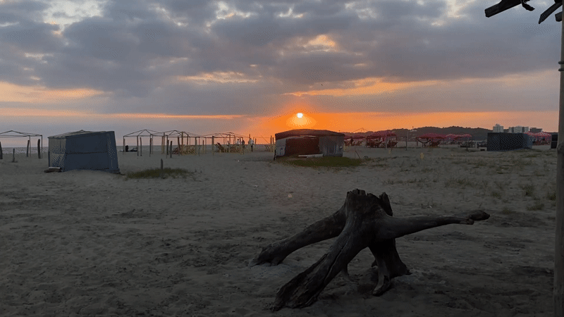 Sunset observed over Playas beach in Ecuador