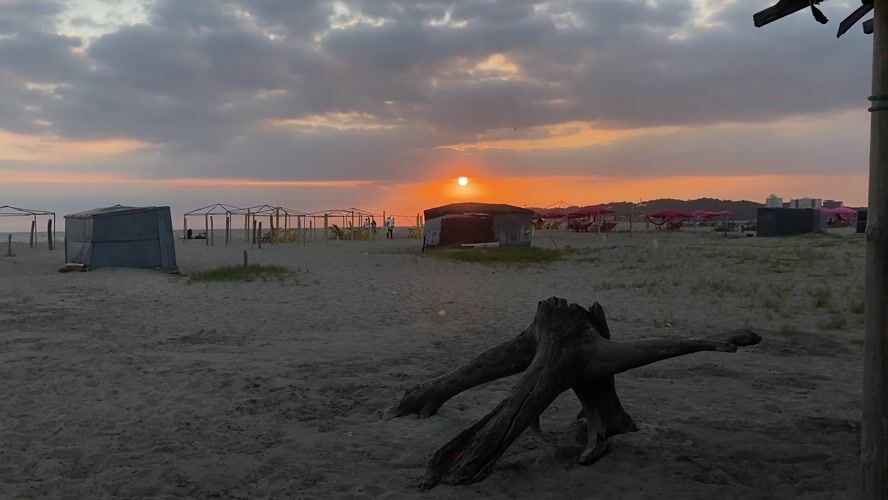 Sunset observed over Playas beach in Ecuador