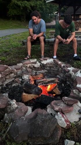 Evening fire pit gathering in Washington Township