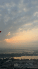 Dawn flight arrival documented in misty Peschiera Borromeo