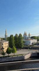 Urban canal view captured from elevated position in Saint Petersburg