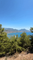 Hilltop views over Alanya's turquoise bay on a clear morning