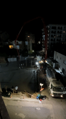 Night concrete pouring operation documented in Boreti Montenegro