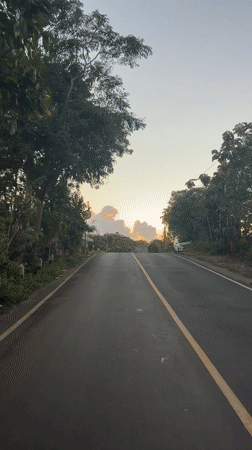 Road scene captured during overcast sunset in Kuta Selatan
