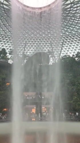 Indoor waterfall draws visitors at Singapore's Jewel Changi Airport