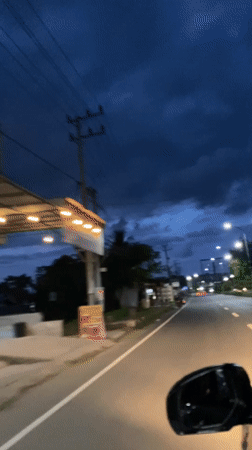 Nighttime road footage captured in Meunasahteungkudigadong, Indonesia