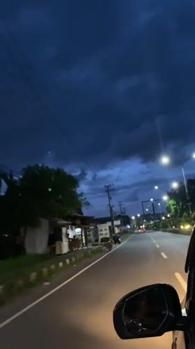 Nighttime road footage captured in Meunasahteungkudigadong, Indonesia