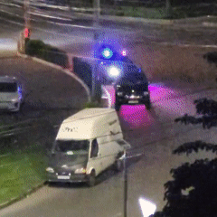 Police incident with white van documented at Yerevan roundabout
