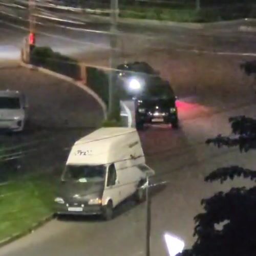 Police incident with white van documented at Yerevan roundabout