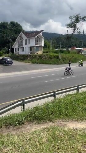 Cyclist spotted on highway near Silvania, Colombia
