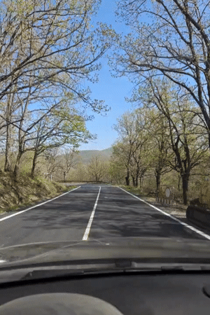 Driver records road journey in Izgrev, Bulgaria