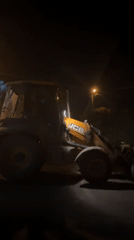Night construction work captured in Tbilisi street