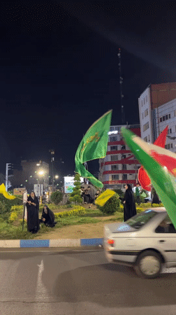 Nighttime flag demonstration observed in Babol, Iran streets