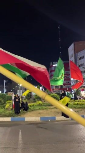 Nighttime flag demonstration observed in Babol, Iran streets