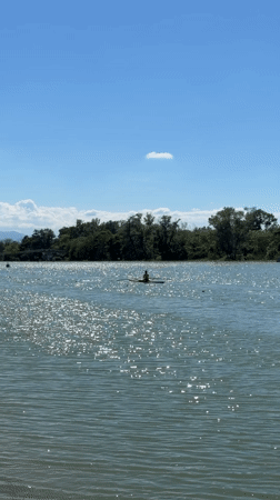 Rower spotted on sunny afternoon in Plovdiv waterway