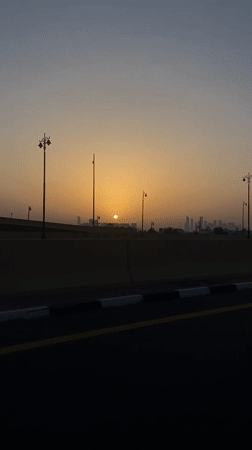 Sunset cityscape captured on video in Dubai