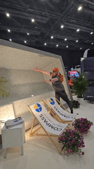 Trade show visitor explores water technology exhibition in Tel Aviv