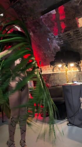 Cabaret performer entertains Moscow audience in elaborate costume
