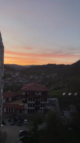 Sunset captured over Zlatograd valley town from multiple viewpoints
