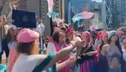 Topless women's demonstration draws large crowd in NYC