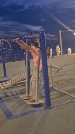 Evening sports and fitness at a Kokshetau lakeside park