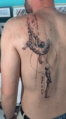 Fresh tattoo featuring falling angel design spotted in Sofia