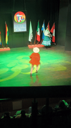 Traditional dance performance captured in La Paz auditorium