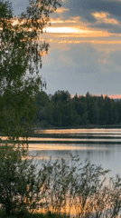 Sunset lake scene captured in Zaslawye, Belarus