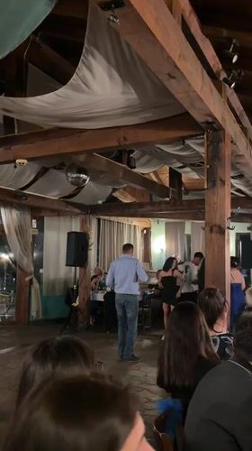 Wedding reception features dancing and dining in Dragoman, Bulgaria