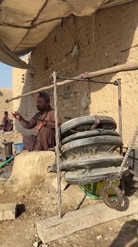 Traditional blacksmith at work in Mastung, Pakistan
