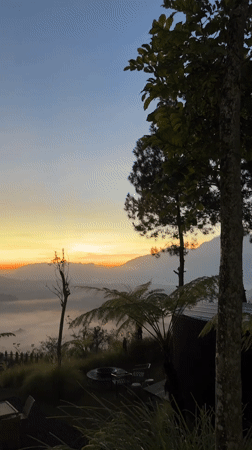 Dawn breaks over Kintamani mountains, Indonesia