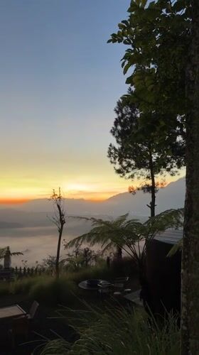 Dawn breaks over Kintamani mountains, Indonesia