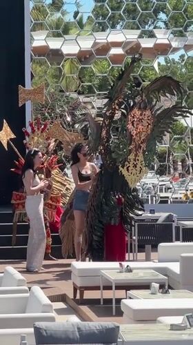 Costumed performers prepare for outdoor show in Kemer, Turkey
