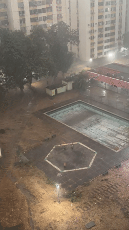 Rainy evening documented from apartment balcony in Ciudad Guayana