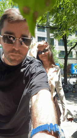 Couple photographed during casual outing in downtown Shanghai