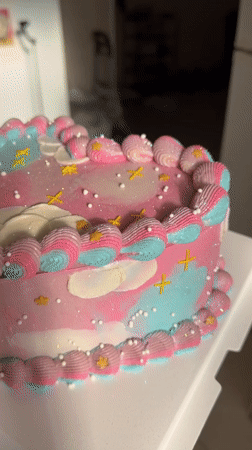 Decorated birthday cakes photographed from a Tel Aviv balcony