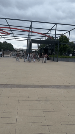 Youth dance group performs synchronized routine in Izhevsk plaza