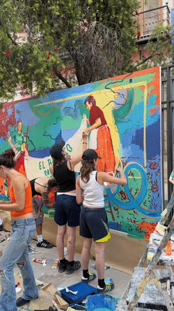 Artists create public space mural in Madrid neighborhood