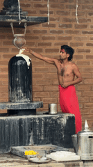 Hindu devotee performs traditional temple rituals near Bangalore