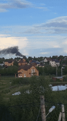 Smoke plume observed over Russian village residential area