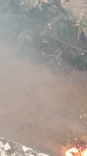 Leaf burning fire documented in Badem, India