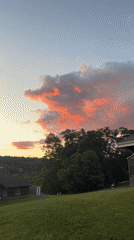 Striking summer sunset over Washington Township's rural landscape