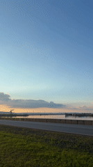 Sunset over the waterfront in Chaikovsky, Russia