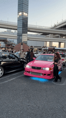 Car enthusiasts gather for meet in Yokohama parking lot