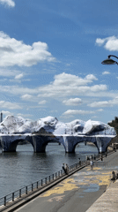Paris bridge transformed into snowy mountain art installation