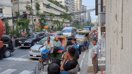 Ordinary morning street scenes documented across central Dhaka