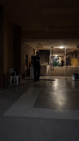 Indoor backflip performance in Varna lobby area