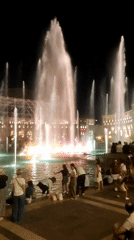 Colorful illuminated fountain show lights up a Yerevan night